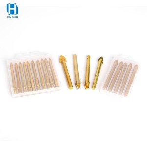 Titanium Coated Glass Drill Bit Hexagonal Shank Cross Tips For Ceramic Tile