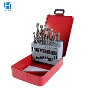 19PC HSS Straight Shank Drill Bit Set Bright Finish 1-10mm With Metal Box