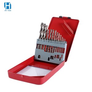 13PC High Speed Steel Bright Twist Drill Bit Set Round Shank 1.5-6.5mm With Metal Box