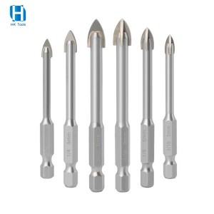 Cross Tips 6.35mm Hex Shank Triangle Drill Bits For Tile Glass Hole Opener