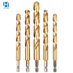 Hex Shank HSS Twist Drill Bit Titanium Coated 1.5-13mm For Stainless Steel