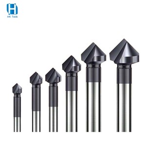 90 Degree AlTiN Coated Chamfer Countersink Drill Bit 3 Flutes For Deburring Reaming Chamfering