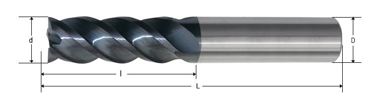 HRC 55 4 flutes square end mill size