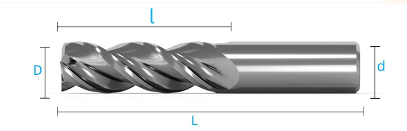 HRC45 Carbide 3 Flute end mill size