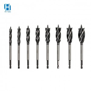 OEM Custom 4 Flutes Hex Shank Screw Tip Wood Auger Drill Bits For Woodworking Drilling