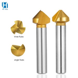 HSS M35 3 Flutes CounterSink Bit Titanium plating  Chamfer Bit for Metal