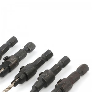5pc Hss Hex Shank 5/6/8/10/12mm Titanium Screw Quick Change Wood Countersink Hole Drill Bits Screw Counterbore Pilot Set