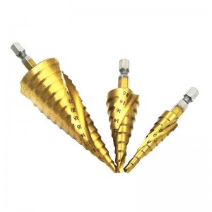 6-25mm hexagonal shank titanium plated 4241 high-speed steel reamer spiral groove flute pagoda step drill bit