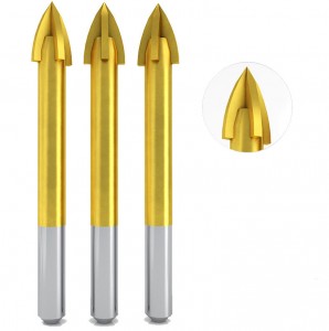 Round Shank Cross Tungsten Carbide Carbide Tipped Cross Head Tile Glass Drill Bit
