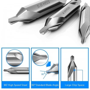 7 Pcs 60-Degree Angle Centre Drill Bits Set for Metalworking