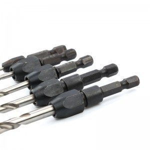 5pc Hss Hex Shank 5/6/8/10/12mm Titanium Screw Quick Change Wood Countersink Hole Drill Bits Screw Counterbore Pilot Set
