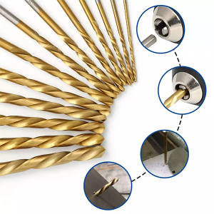 13PCS HSS Titanium Coated Left Hand Twist Drill Bit Set For Metal