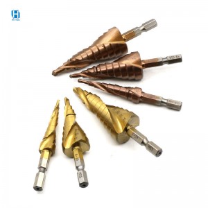 6-25mm hexagonal shank titanium plated 4241 high-speed steel reamer spiral groove flute pagoda step drill bit