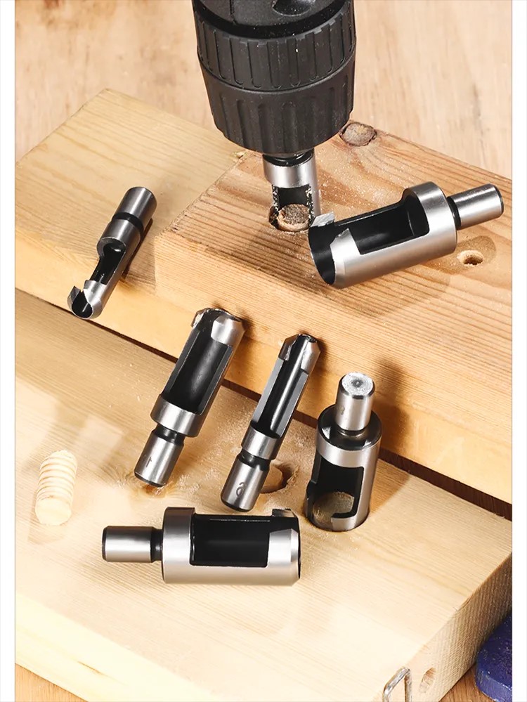 Round Tube Wood Plug Hole Cutter Drill Bit Application