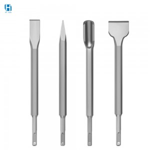 4pcs 250mm Point Groove Gouge Flat SDS Plus Chisels Set