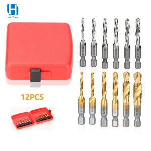 Combination Drill Tap Set 12pcs HSS Metric & Inch With Carry Case For Lathe Machine Tapping Threads