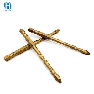 12MM Hex Shank Cross Heads Triangular Drill Bit Titanium Coated For Tile Glass Ceramic