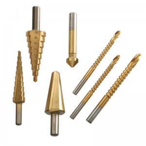 7Pcs 7 Kinds Titanium Coated Step HSS Triangle Shank Sawtooth Drill Chamfer Bit Set
