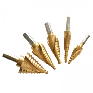 5PCS Inch Size HSS TiN Coated Step Drill Bit Spiral Flute For Reaming Tools