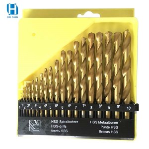 19PCS HSS Twist Drill Bit Set 1.0-10mm Titanium Coated For Sheet Metal Plastic