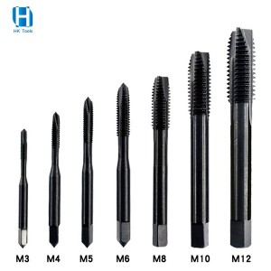 7PCS HSS Black Nitride Spiral Pointed Machine Taps M3 M4 M6 M8 M10 M12