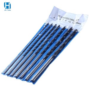 7PCS 300mm Extra Long Rolled Wood Brad Point Drill Bit Set For Wood Precision Drilling in PVC Pouch