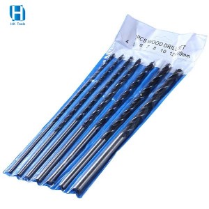 7PCS 300mm Extra Long Rolled Wood Brad Point Drill Bit Set For Wood Precision Drilling in PVC Pouch