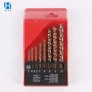 M35 HSS Co Twist Drill Bit Set 8PCS Straight Shank 3-10mm For Metal Drilling