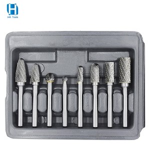 8PCS Carbide Rotary Burr Set Double Slots Grinding Polishing Carving Tool For Die Grinder Kits