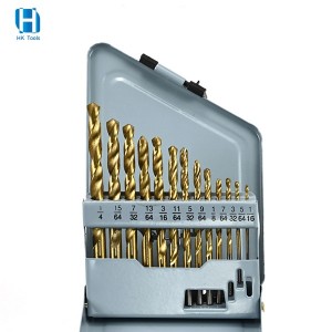 13PC Inch Size HSS4241 Titanium Coated Twist Drill Bit Set 1/16-1/2 For Metal Wood Plastic
