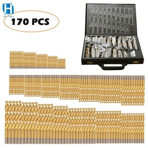 170pcs HSS Twist Drill Bit Set Titanium Coated 1.0-10mm For Wood Metal Hole Drilling