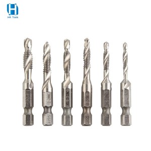 6PCS SAE Standards Composite Drill Taps Set HSS Machine Tapping Tools For Metal