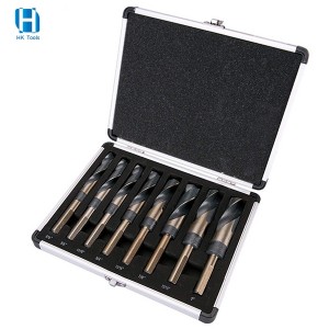 8PCS Inch Size HSS Sliver&Deming1/2″ Reduced Shank Drill Bits Set With Aluminum Box