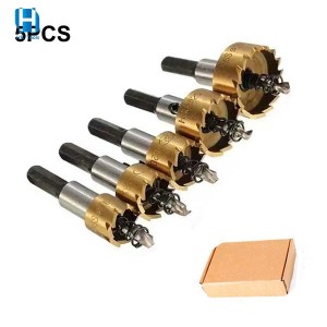 High Speed Steel Titanium Coated Hole Saw Set 5PCS 16-30mm For Metal