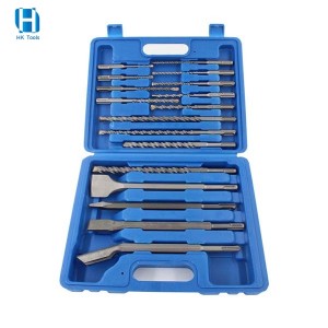 17PCS Rotary Hammer Drill Bits Chisels Kit SDS Plus Concrete Tool Whit Case