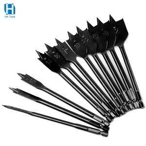 Factory Direct 11 Piece Set Black Hexagonal Shank Spade Drill Bit For Woodworking Reaming Punch