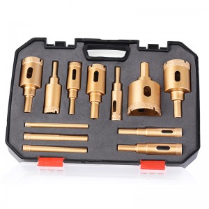 12PCS 6-35mm Vacuum Brazed Diamond Hole Saw Kit Triangle Shank For Marble Tile Ceramic