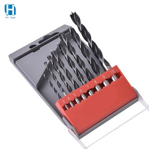 HSS Double Groove Round Shank Woodworking Wood Brad Point Drill Bit For Wood Drilling