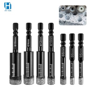5~16mm Hexagonal Shank Hole Saw Cutter Diamond Brazed Dry Drill Bits For Granite Marble Ceramic Tile Glass Drilling