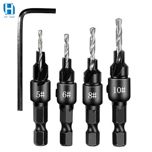 4PCS Countersink Drill Woodworking Drill Bit Set Drilling Pilot Holes For Screw Sizes