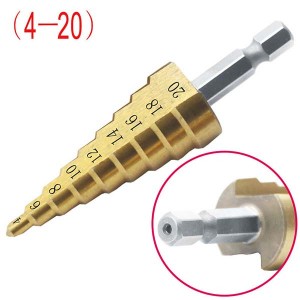 HSS4241 Titanium Coated Step Drill Bits With Hex Shank For Steel Plate