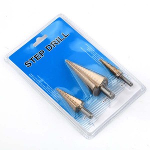 3PCS High Speed Steel Titanium Coated Step Drill Bit Set Straight Flute