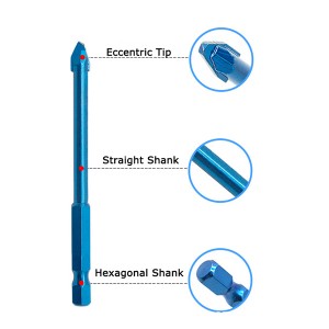 6/8/10/12mm Multi-purpose Hex Shank Ceramic Eccentric Dry Drill Bit For Glass Tile