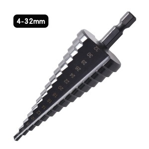 Hexagonal Shank Step Drill Bits Black 3-12/4-12/4-20/4-32 For Metal Drilling
