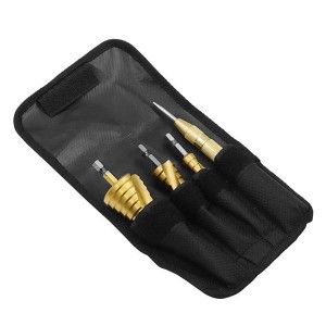 4PCS High Speed Steel Spiral Flute Step Drill Bits Set With 1PC Center Punch
