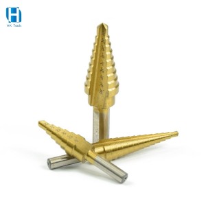 3Pcs Inch 3 Flats Shank Straight Flute Titanium HSS Step Drill Bit Set