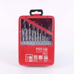 19PC HSS Straight Shank Drill Bit Set Bright Finish 1-10mm With Metal Box