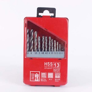 13PC High Speed Steel Bright Twist Drill Bit Set Round Shank 1.5-6.5mm With Metal Box