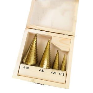 4PC 4-12/4-20/4-32/4-39mm HSS Titanium Coated Step Drill Bit Set For Metal