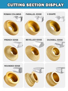 Vacuum Brazed Marble Granite Stone Ceramic Diamond Abrasive Grinding Profile Wheel For Angle Grinder
